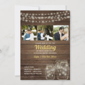 Rustoieke Mason Pot Lichten FOTO COLLAGE Trouwen Kaart (Voorkant)