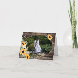 Rustoieke Zonnebloem Foto Huwelijk Bedankkaart