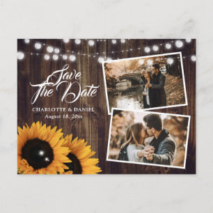 Rustoieke Zonnebloem Trouwfoto Save The Date Aankondigingskaart