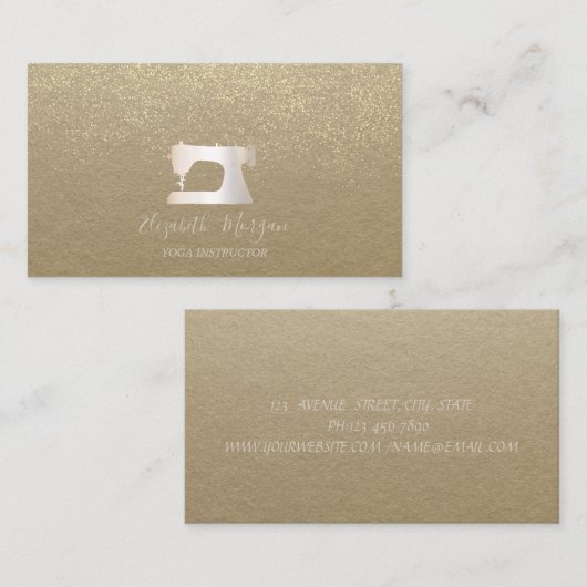 Rustoig Kraft Confetti Gouden Naaimachine Visitekaartje (Voorkant / Achterkant)