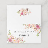 Rustoise bloemige trouwplaatskaart, Tafelnummer 01 Plaatskaartje (Buitenkant ongevouwen)