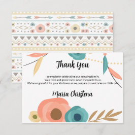 Rustoise Boho Baby Shower Dankjewel Briefje Bedankkaart