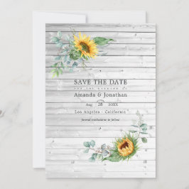 Rustoise Boho Zonnebloem Eucalyptus Trouwfoto Save The Date