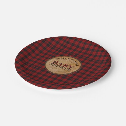 Rustoise Buffalo geruite babyfeestje gepersonalise Papieren Bordje (Gekanteld)