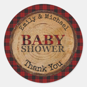 Rustoise Buffalo Plaid Babyshower Persoonlijk Ronde Sticker