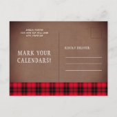 Rustoise Buffalo Plaid Huwelijksdata Foto Aankondigingskaart (Achterkant)