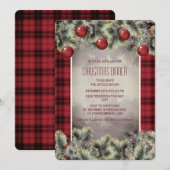 Rustoise Buffalo Plaid Zilver Grijs Kerst Diner Kaart (Voorkant / Achterkant)