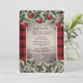 Rustoise Buffalo Plaid Zilver Grijs Kerst Diner Kaart (Staand voorkant)