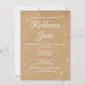 Rustoise Doop Christening Gouden Harten  Kaart (Voorkant)