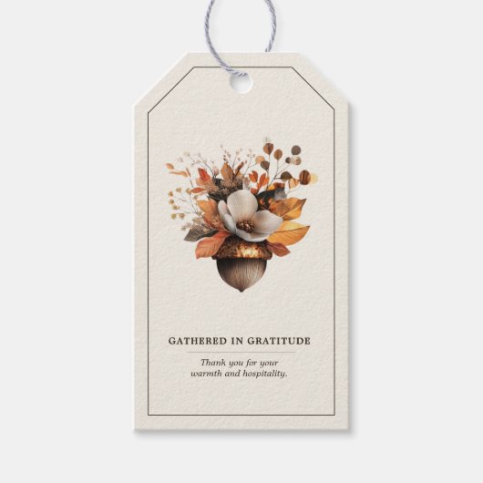 Rustoise Eikelbloem Ivoorkleurige Herfst Cadeau &  Cadeaulabel (Voorkant)
