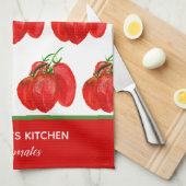 Rustoise Franse Gepersonaliseerde Waterverf Tomate Theedoek (Quarter Fold)