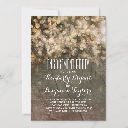 Rustoise gouden glitterslichten houten verlovingsf (Voorkant)