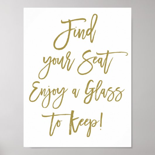 Rustoise handlettering vind uw stoel trouwteken poster (Voorkant)