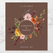 Rustoise herfst bloem frame wijnlabel wijn etiket (Enkel label)