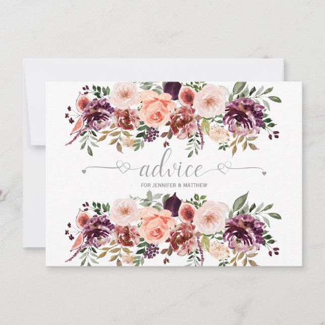 Rustoise herfst boho waterverf bloemen advieskaart (Voorkant)