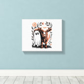 Rustoise Hoogland Koe Geest Halloween Canvas Afdruk (Insitu (Houten vloer))