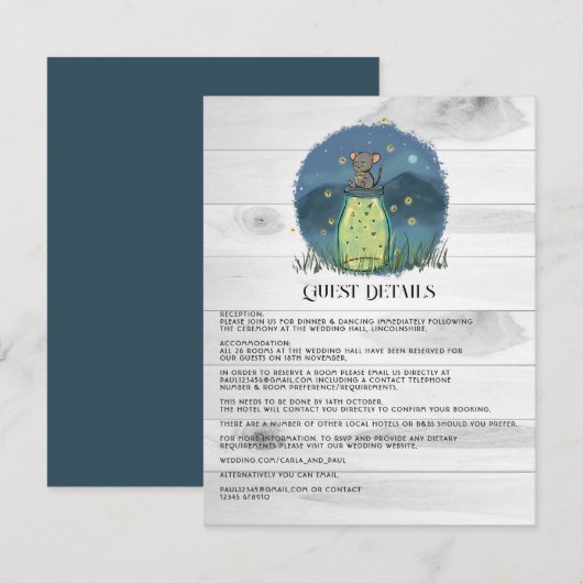 Rustoise Muis Vuurvlieg Mason Pot Gastdetails Informatiekaartje (Voorkant / Achterkant)