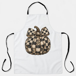 Rustoise pompoen met Buffalo Plaid en geruite stri Schort