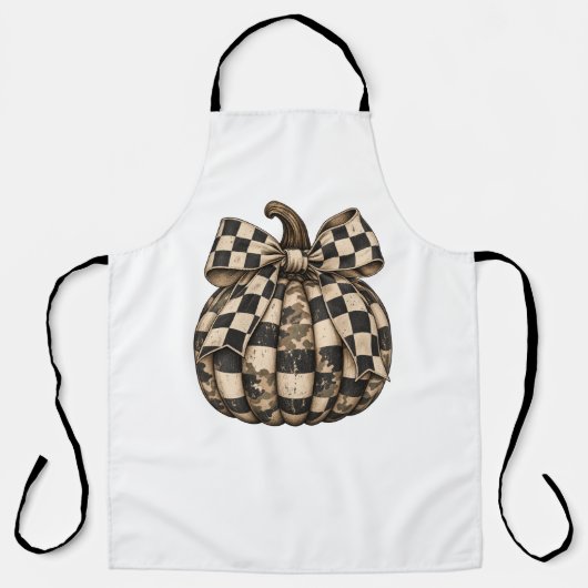 Rustoise pompoen met Buffalo Plaid en geruite stri Schort (Voorkant)