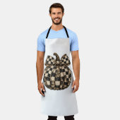 Rustoise pompoen met Buffalo Plaid en geruite stri Schort (Gedragen)