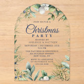 Rustoise Winter Bloem Kerstfeest Acryl Uitnodigingen (Voorkant)