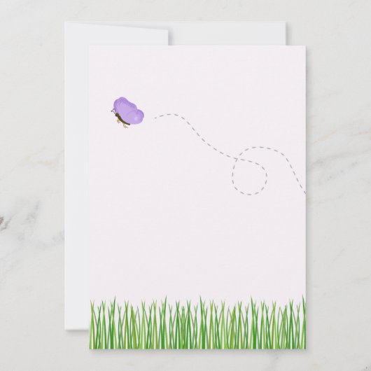 Rustooie Ooievaar met Bij & Vlinder Meisje Baby Sh Kaart (Achterkant)