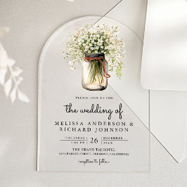 Rustoord Baby's Breath Metselwerk Trouwjurk Acryl Uitnodigingen