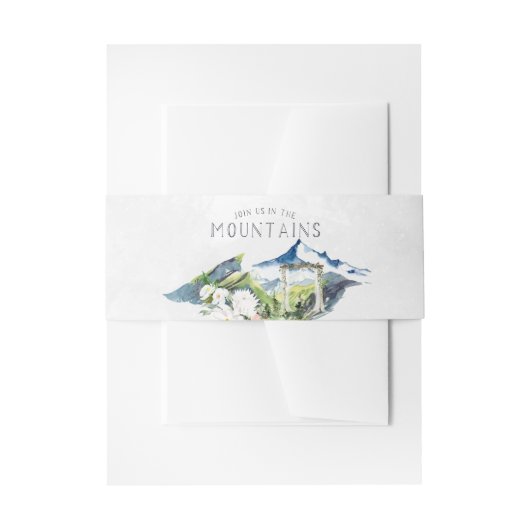 Rustoord Berg Waterverf Bruiloft Monogram Uitnodigingen Wikkel (Voorkant Voorbeeld)