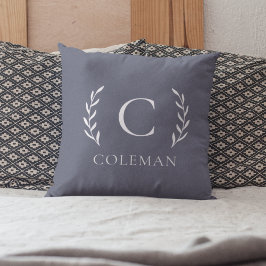 Rustoord Blauw Monogram Initiaal Naam Binnen Buite Kussen