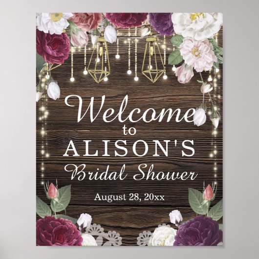 Rustoord bloem hout bruidsborrel welkomstbord poster (Voorkant)