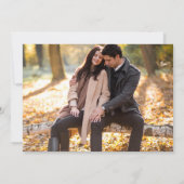 Rustoord bospad slingerlicht foto bruiloft save the date (Achterkant)