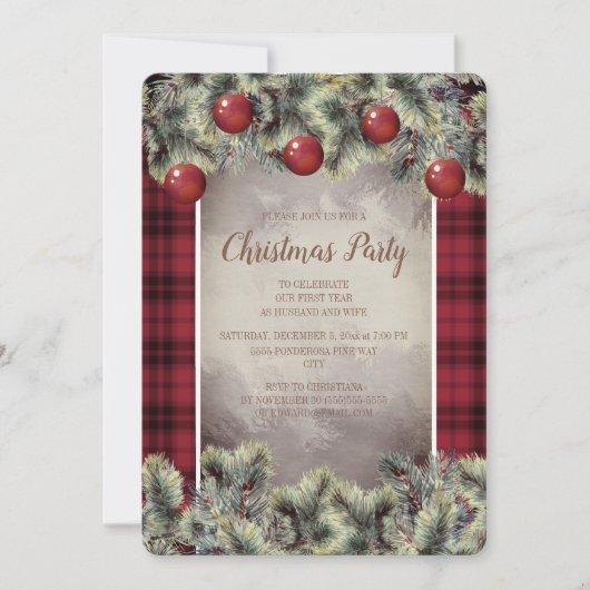Rustoord Buffalo Plaid Zilver Grijs Kerstfeest Kaart (Voorkant)