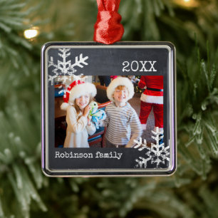 Rustoord Chalkboard Winter Sneeuwvlok Foto Metalen Ornament
