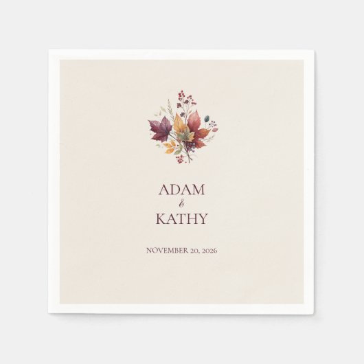 Rustoord Esdoornblad Herfst Bruiloft Servet (Voorkant)