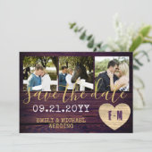 Rustoord FOTO Bewaar De Datum Paars Goud Save The Date (Staand voorkant)