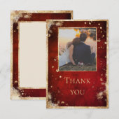 Rustoord Foto Rood Goud Plat Bedankkaart (Voorkant / Achterkant)