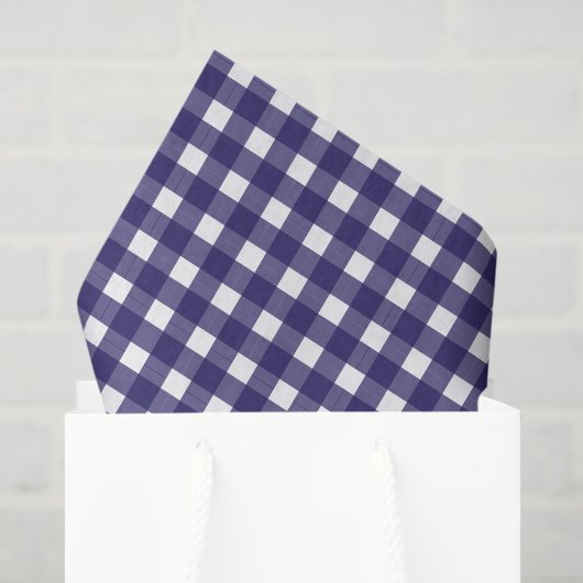 Rustoord Gingham Marineblauw Wit Kerst Tissuepapier (Cadeauzakje)