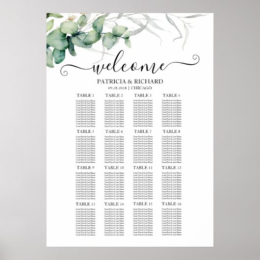 Rustoord Groen Huwelijks Zitplaatskaart Poster (Voorkant)