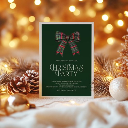 Rustoord Groen Kerstfeest Uitnodiging Rood en Groe