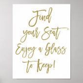 Rustoord Handlettering Vind Uw Plaats Trouwbord Poster (Voorkant)