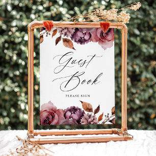 Rustoord Herfst Bloem Bruiloft Gastboek Bord Poster