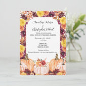 Rustoord Herfst Waterverf Bloemen Foto Bruiloft Kaart (Staand voorkant)