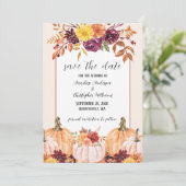 Rustoord Herfst Waterverf Bloemenboog Foto Save The Date (Staand voorkant)