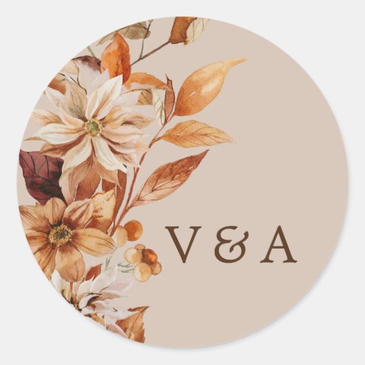 Rustoord Herfstbladeren Monogram Sticker (Voorkant)