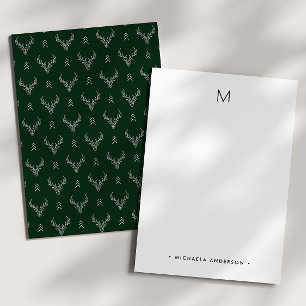 Rustoord Herten Monogram & Naam Briefpapier Notitiekaartje