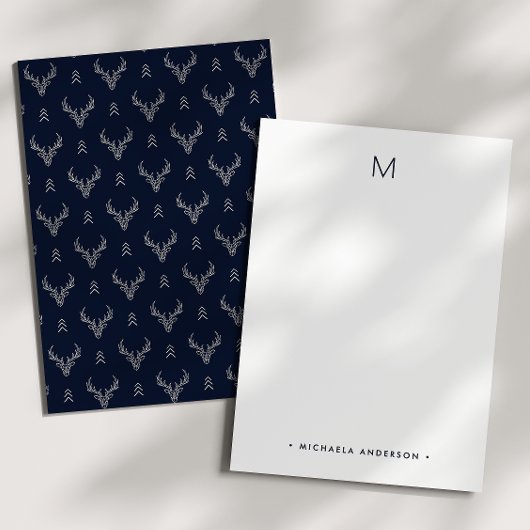 Rustoord Herten Monogram & Naam Briefpapier Notitiekaartje