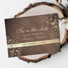 Rustoord Huwelijk met Houten Herfst Bloemen Save The Date
