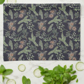 Rustoord Kerstgroen Botanisch Patroon Theedoek (Gevouwen)