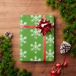 Rustoord Kerstsneeuwvlokkenpatroon Kerst Groen Cadeaupapier