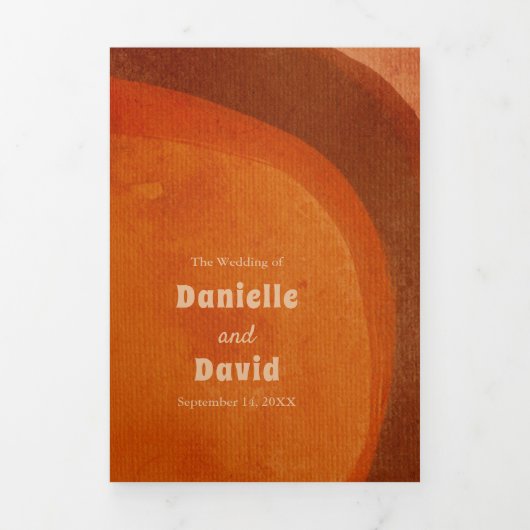 Rustoord Kleurig Oranje Boog Foto Moderne Trouwdag Drieluik Uitnodiging (Cover)